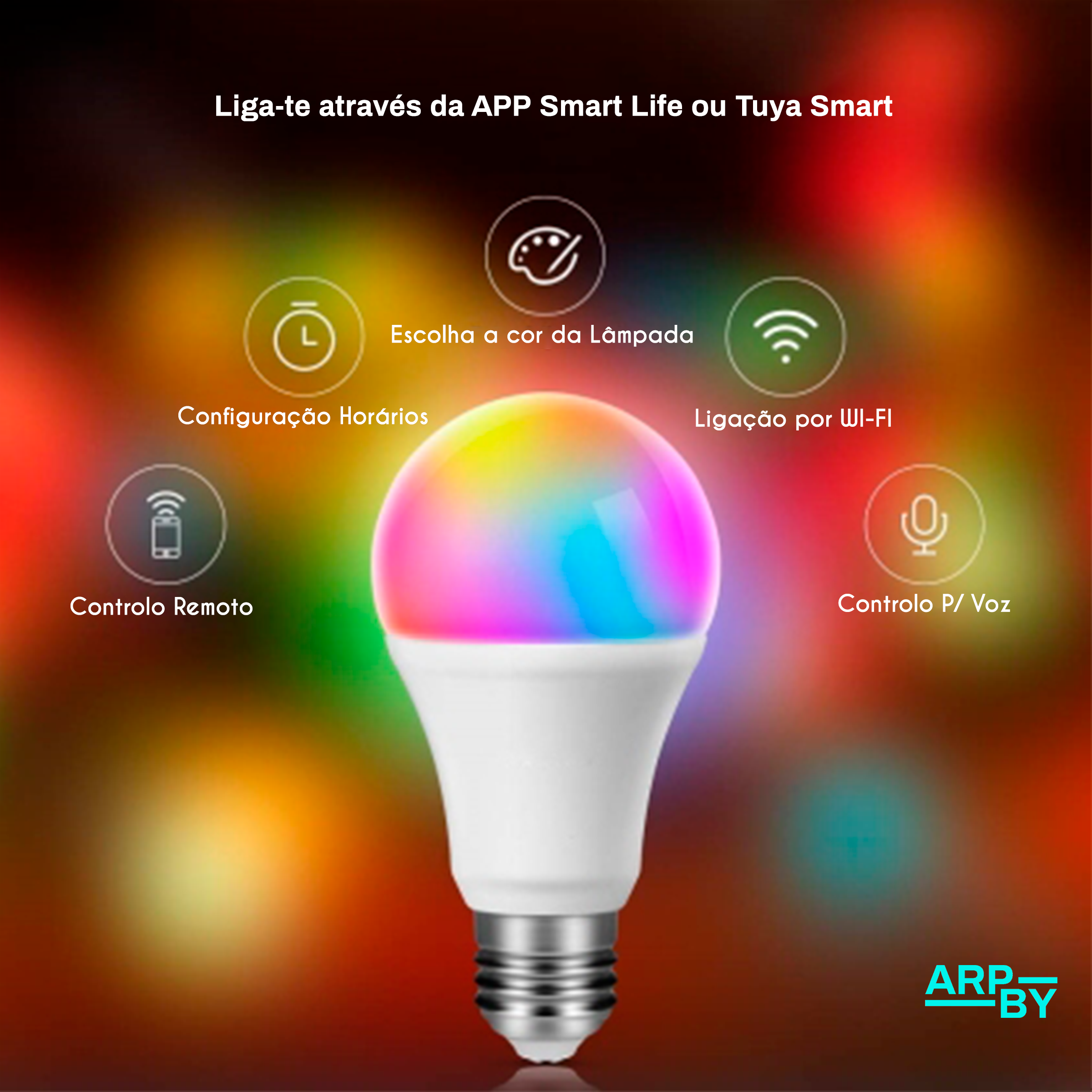 Lâmpada Inteligente Wifi A60 E27 RGBW 9W Lâmpada Inteligente Wifi A60 E27 RGBW 9W